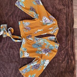 Floral Mustard Crop Top